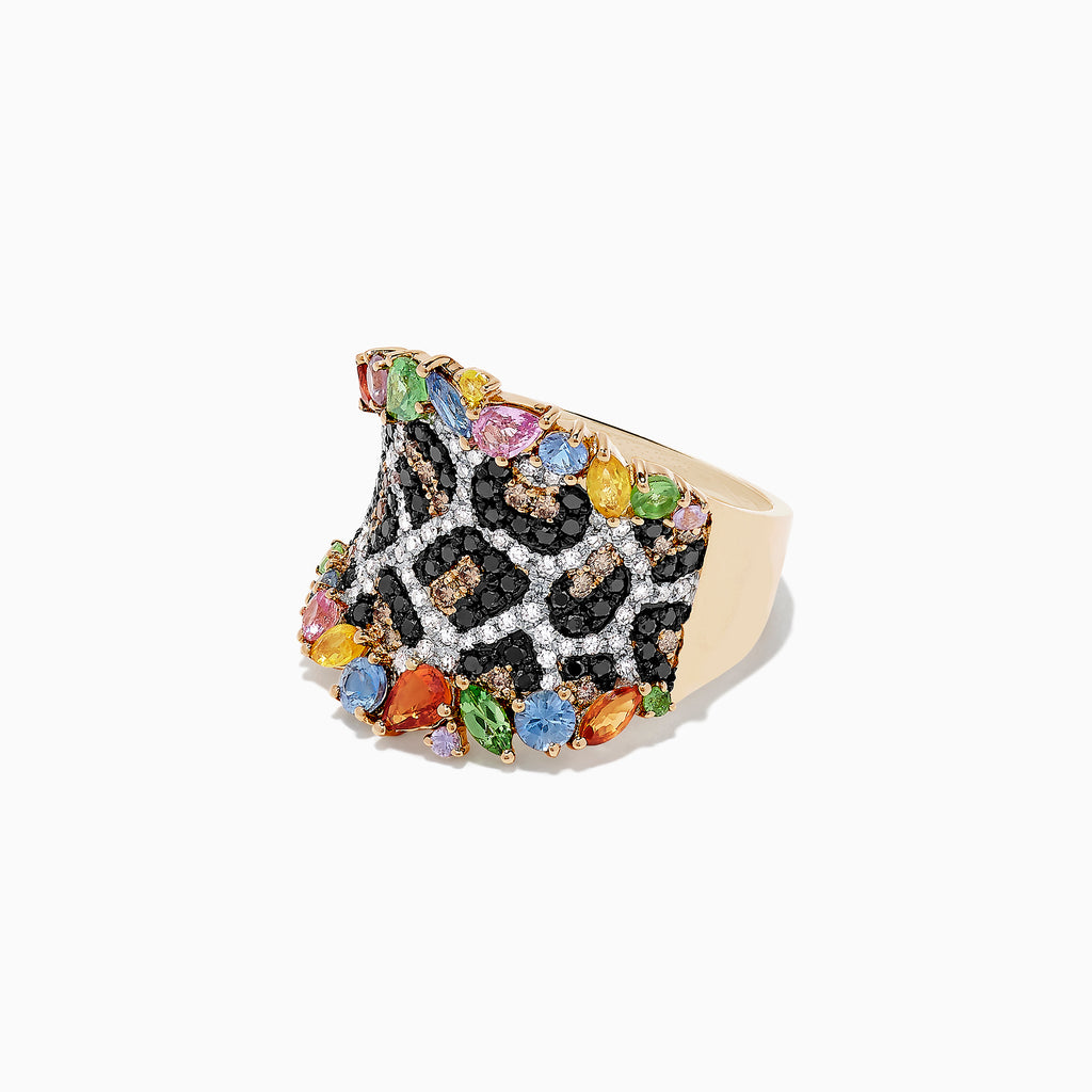 Effy Watercolors 14K Yellow Gold Multi Sapphire and Diamond Ring, 2.80 ...