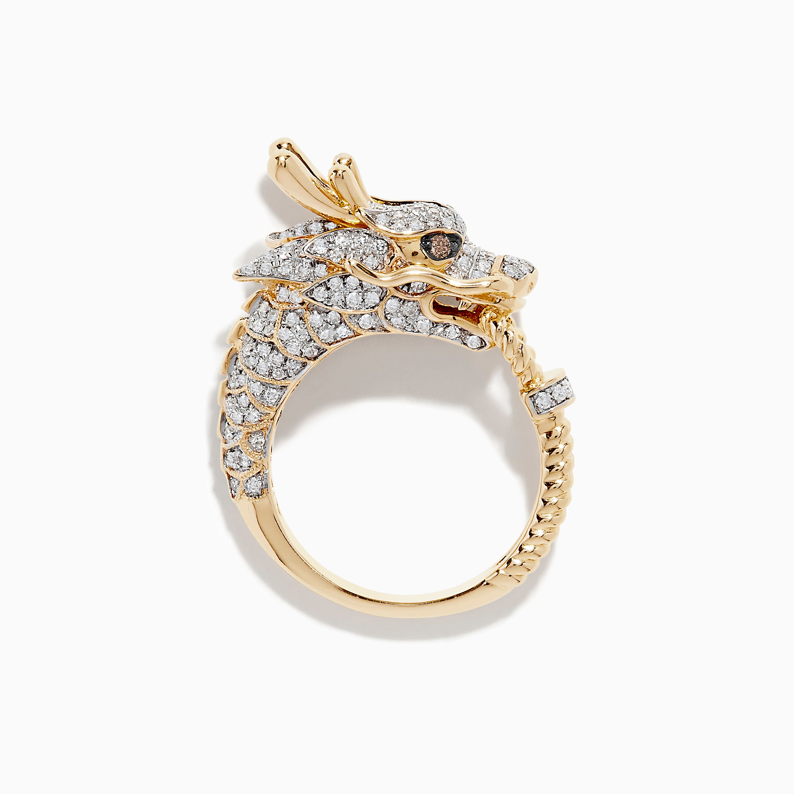 Safari 14K Yellow Gold Espresso and White Diamond Dragon Ring ...