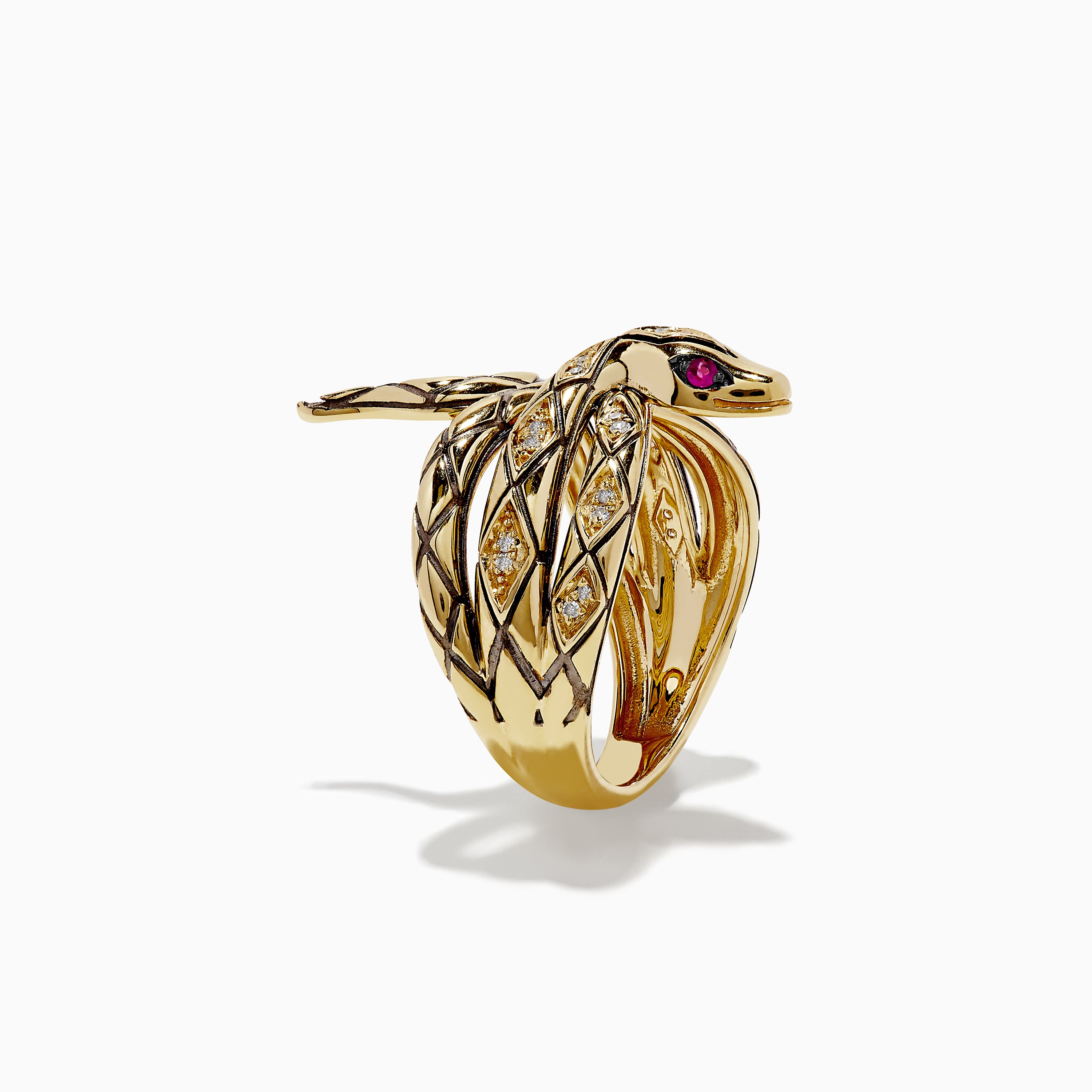 Effy Safari 14K Rose Gold Pink Sapphire and Diamond Snake Ring