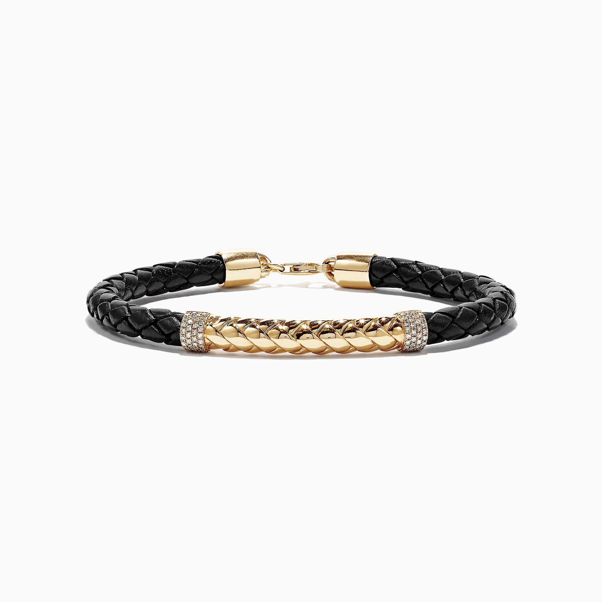 Effy Men's 14K Yellow Gold Leather Bracelet