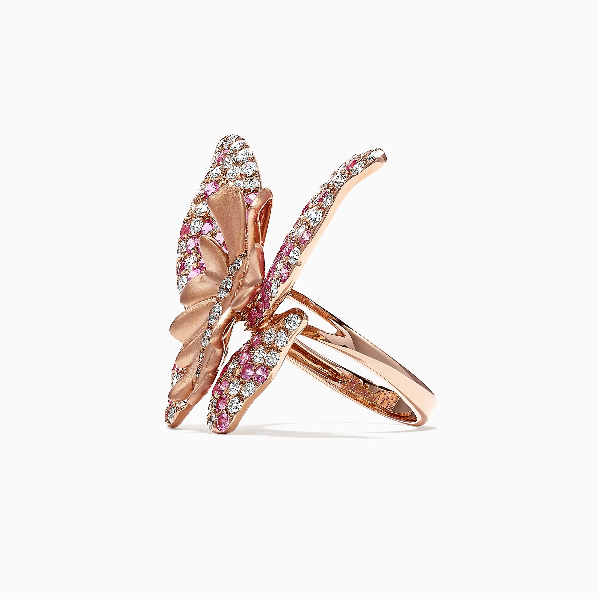 Butterfly 14k Rose Gold Pendant Necklace in Pink Sapphire