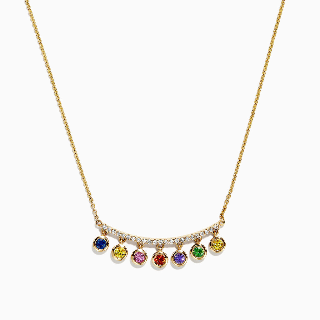 Effy Watercolors 14K Gold Multi Sapphire & Diamond Necklace, 0.95 TCW ...
