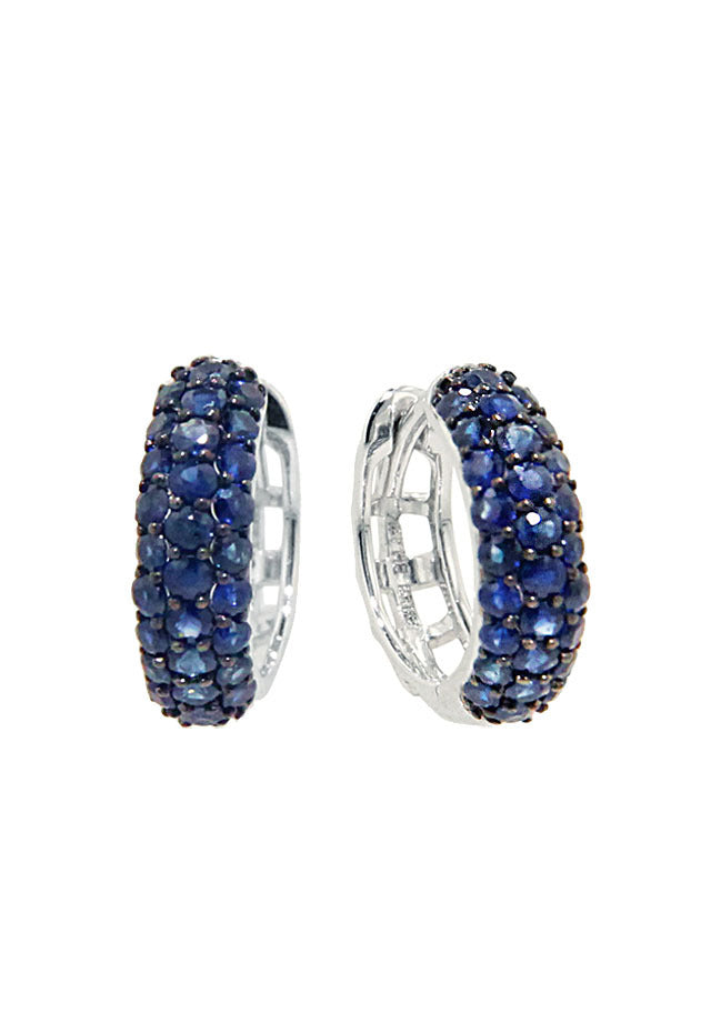 Effy 14K White Gold Blue Sapphire Hoop Earrings, 1.17 TCW